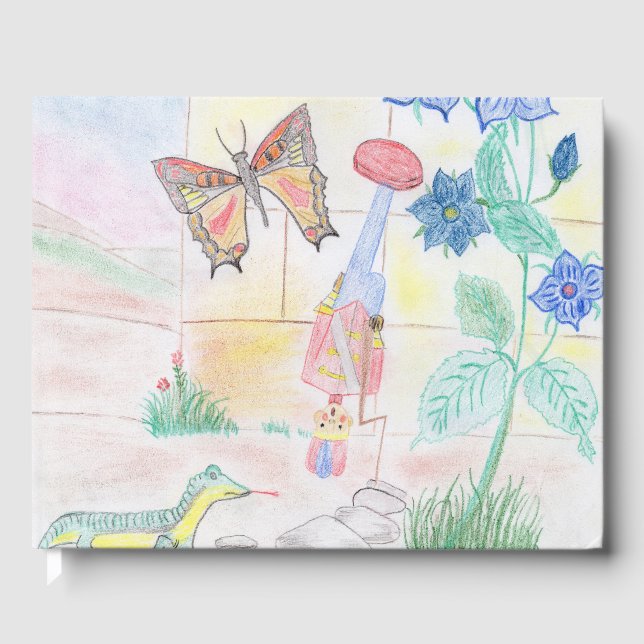 Custom Kids Artwork, Nutcracker toy, butterfly,  Guest Book (Front)