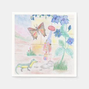 Custom Kids Artwork, Nutcracker toy, butterfly,  Napkin