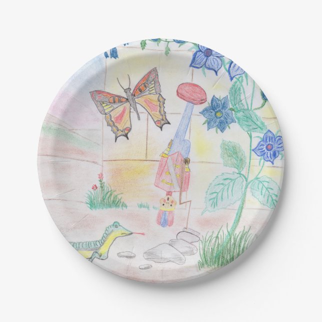 Custom Kids Artwork, Nutcracker toy, butterfly,  Paper Plate (Front)