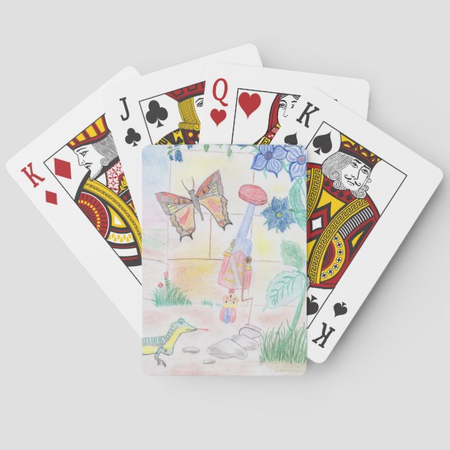 Custom Kids Artwork, Nutcracker toy, butterfly,  Playing Cards (Back)