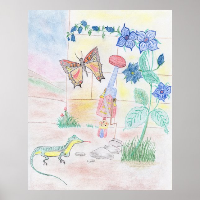 Custom Kids Artwork, Nutcracker toy, butterfly,  Poster (Front)