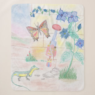 Custom Kids Artwork, Nutcracker toy, butterfly, Sherpa Blanket