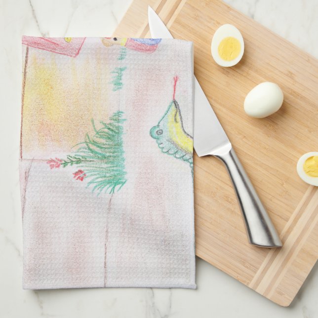 Custom Kids Artwork, Nutcracker toy, butterfly,  Tea Towel (Quarter Fold)