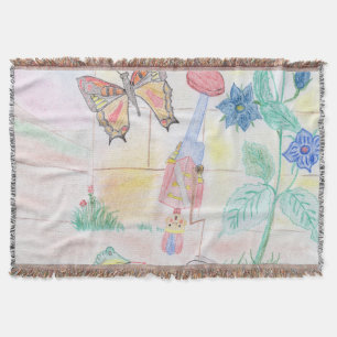 Custom Kids Artwork, Nutcracker toy, butterfly, Throw Blanket