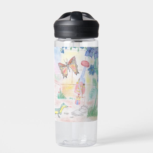 Custom Kids Artwork, Nutcracker toy, butterfly,  Water Bottle (Front)