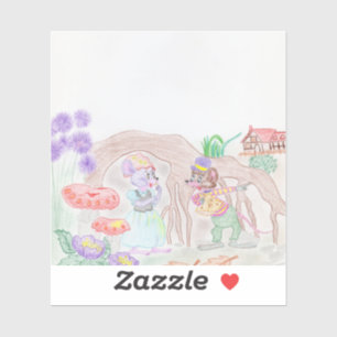 Custom Kids Artwork, two cute mouse, flowers....