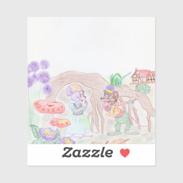 Custom Kids Artwork, two cute mouse, flowers.... (Sheet)