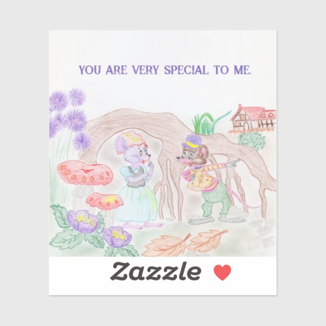 Custom Kids Artwork, two cute mouse, flowers.... (Sheet)