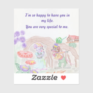 Custom Kids Artwork, two cute mouse, flowers....
