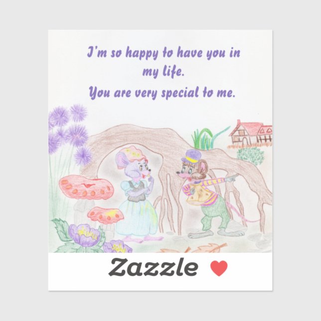 Custom Kids Artwork, two cute mouse, flowers.... (Sheet)