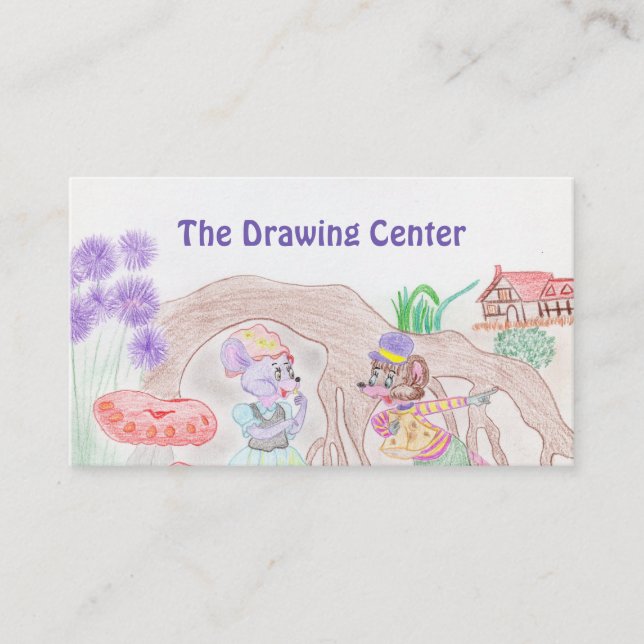 Custom Kids Artwork, two cute mouse, flowers.... Appointment Card (Front)