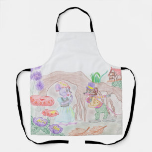 Custom Kids Artwork, two cute mouse, flowers.... Apron