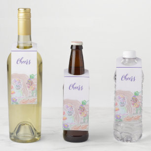 Custom Kids Artwork, two cute mouse, flowers.... Bottle Tag