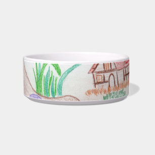Custom Kids Artwork, two cute mouse, flowers.... Bowl
