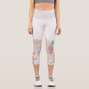 Custom Kids Artwork, two cute mouse, flowers.... Capri Leggings