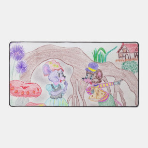 Custom Kids Artwork, two cute mouse, flowers.... Desk Mat