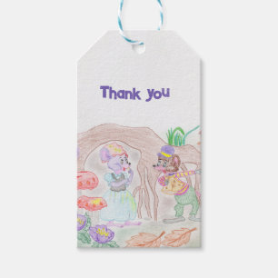 Custom Kids Artwork, two cute mouse, flowers.... Gift Tags