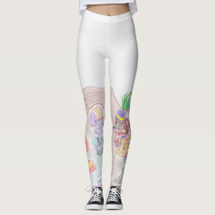 Custom Kids Artwork, two cute mouse, flowers.... Leggings