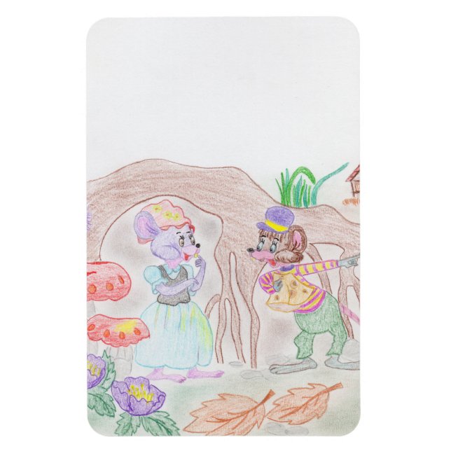 Custom Kids Artwork, two cute mouse, flowers.... Magnet (Vertical)