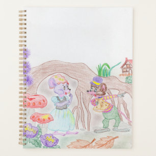 Custom Kids Artwork, two cute mouse, flowers.... Planner