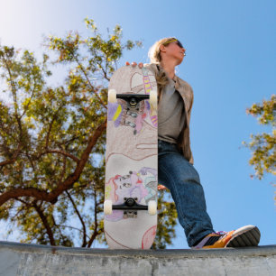Custom Kids Artwork, two cute mouse, flowers.... Skateboard