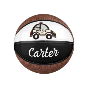 Custom kid's basketball with cute police car print