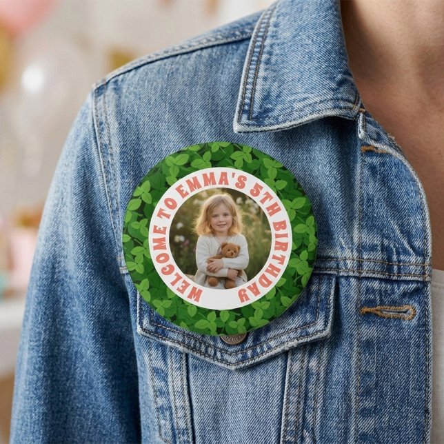 Custom Kids Birthday Button with Photo (Creator Uploaded)