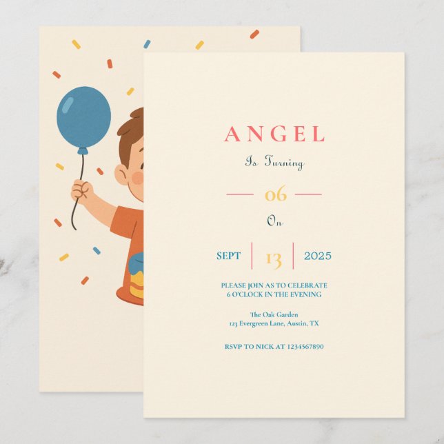 Custom Kids Birthday Invitation with Photo (Front/Back)