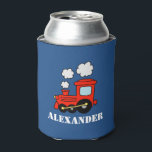 Custom kids Birthday party can coolers with train<br><div class="desc">Custom kids Birthday party can coolers with red choo choo train. Cute beverage holders for children with personalised name of child or a quote / saying . Funny Birthday party favour for boys and girls. Cosy red locomotive design in primary colours. Also fun design for cosy baby shower, bbq, wedding...</div>