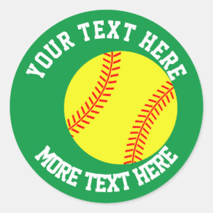 Custom kid's Birthday party favour softball sport Classic Round Sticker
