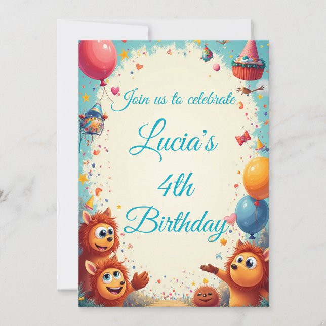 Custom Kids Birthday Party Invite (Front)