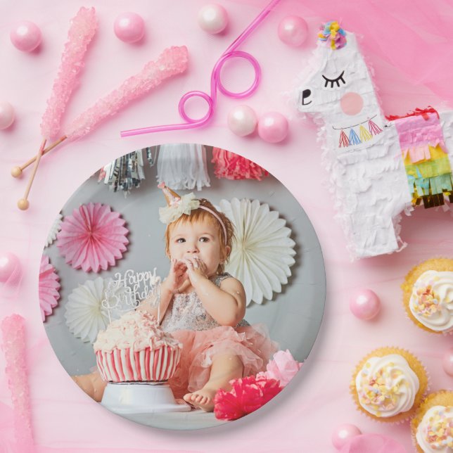 Custom Kids Birthday Photo Paper Plate (Party)