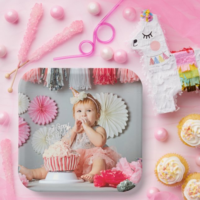Custom Kids Birthday Photo Paper Plate (Party)