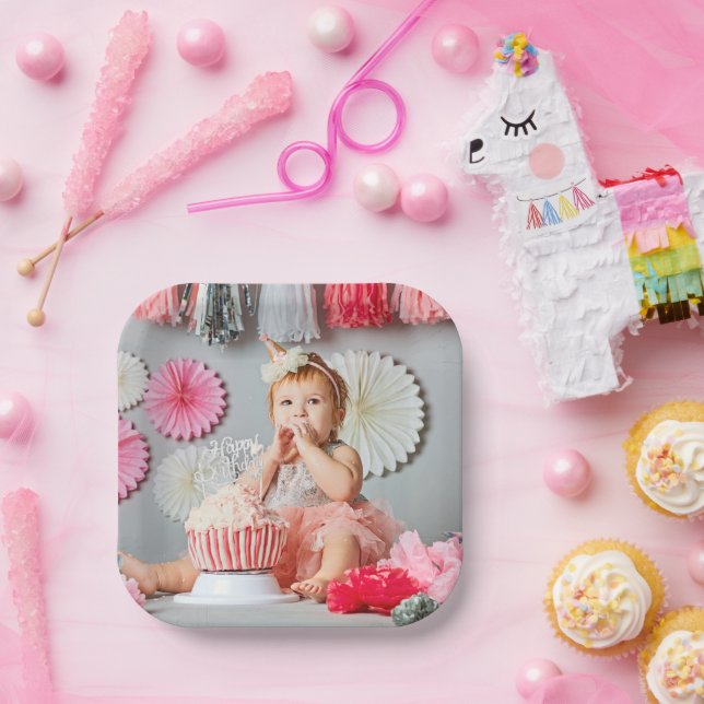 Custom Kids Birthday Photo Paper Plate (Party)