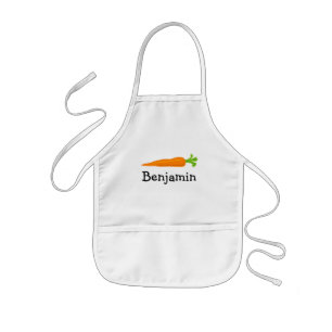 Custom kids cooking apron with carrot veggie