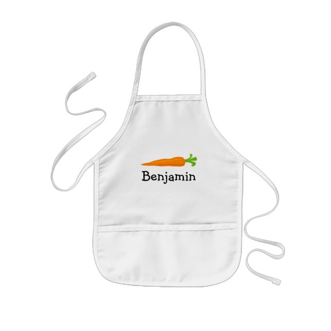 Custom kids cooking apron with carrot veggie (Front)