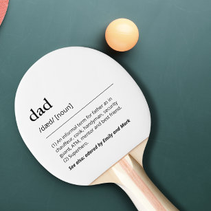 Custom Kids Dad definition black and white Ping Pong Paddle