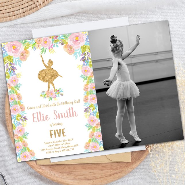 Custom Kids Dance Party Invite (Glitter Ballet Birthday Invitations with photo)