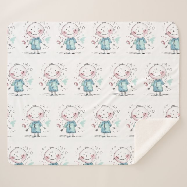 custom kids drawing sherpa blanket (Front (Horizontal))