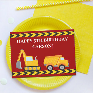 Custom Kids Dump Truck Red Boys Birthday Card