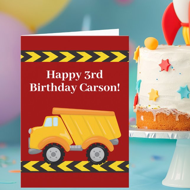 Custom Kids Dump Truck Red Boys Birthday Card (Creator Uploaded)