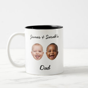 Custom Kids Faces & Names Personalised Dad Gift Two-Tone Coffee Mug