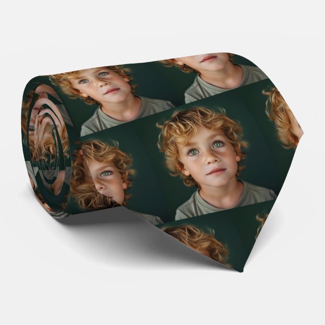 Custom Kids Faces Photo Pattern  Tie (Rolled)