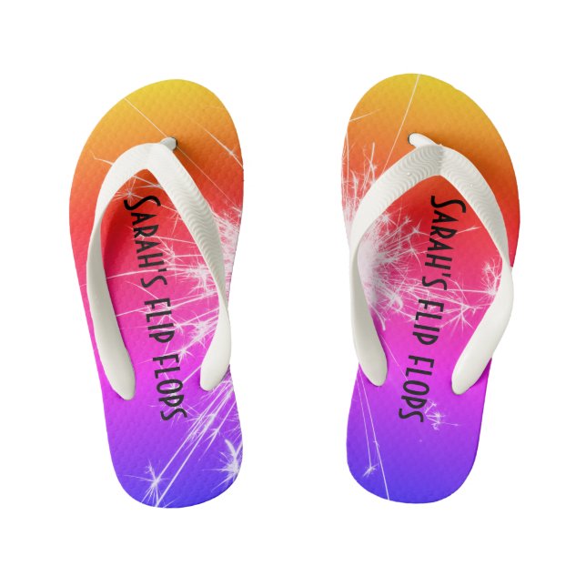 Custom Kids Flip Flops – Sunset & Palm Tree Design (Footbed)