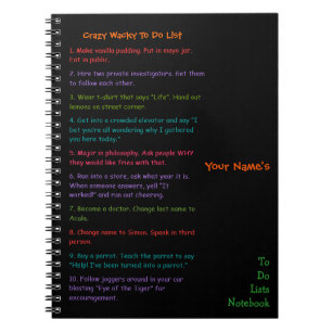 Custom Kids Funny Crazy Wacky To Do Lists Notebook