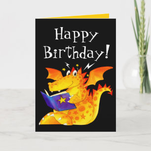 Custom Kid's Funny Cute Baby Dragon Happy Birthday Card