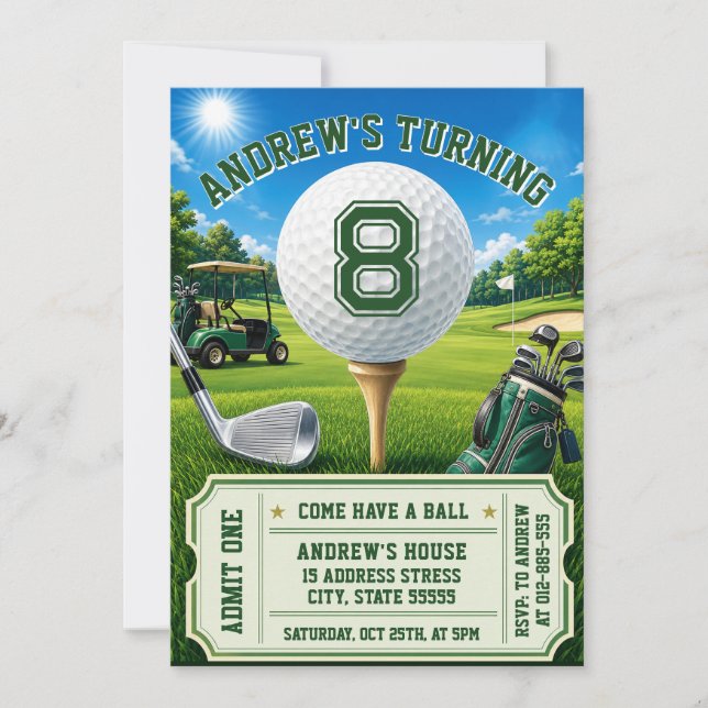 Custom Kids Golf birthday Invitation (Front)