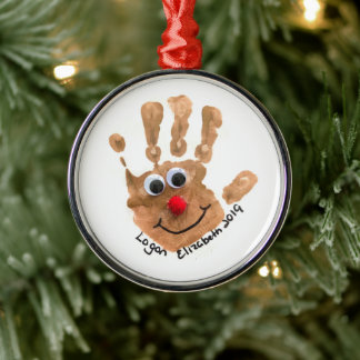 Custom Kids' Handprint Art Keepsake Metal Ornament