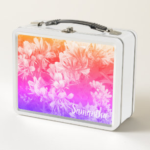 Custom kid's lunch box with pink flower photo