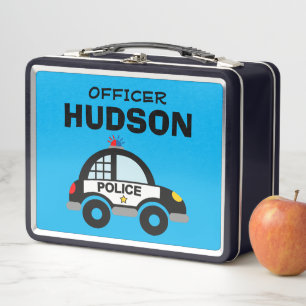 Custom kid's lunch box with police officer car